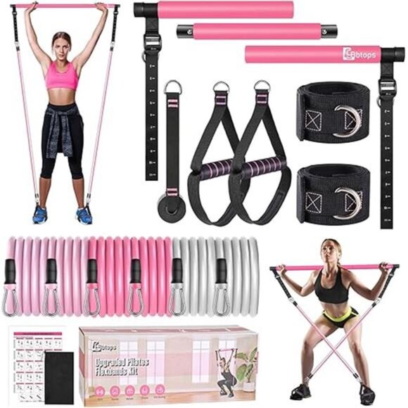 Pilates Bar Kit with Resistance Bands,Pilates Bar with Stackable Bands Workout - Picture 7 of 7